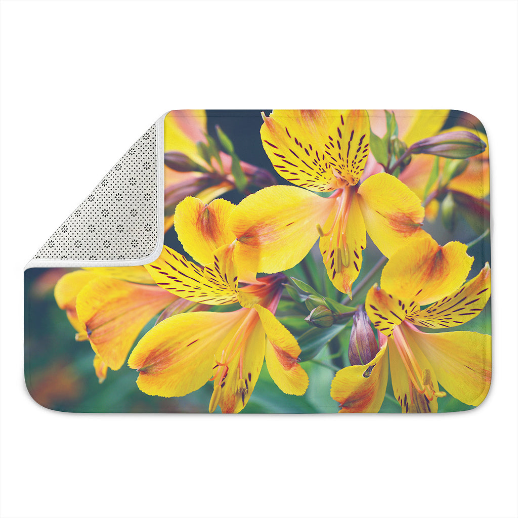 Yellow Alstroemeria Print Indoor Door Mat