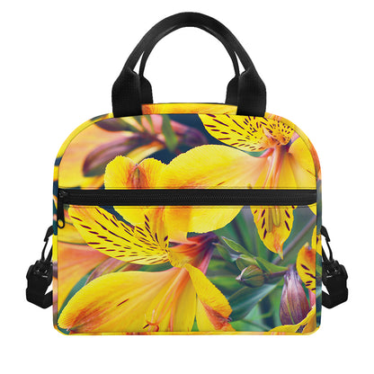 Yellow Alstroemeria Print Insulated Lunch Bag