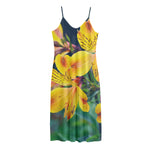 Yellow Alstroemeria Print Jersey Midi Cami Dress