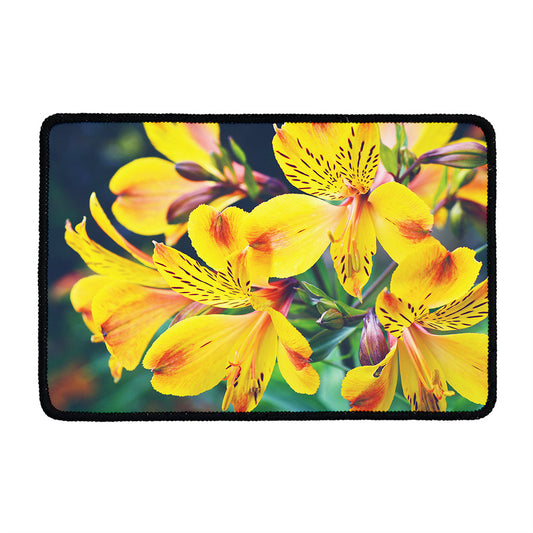 Yellow Alstroemeria Print Kitchen Mat