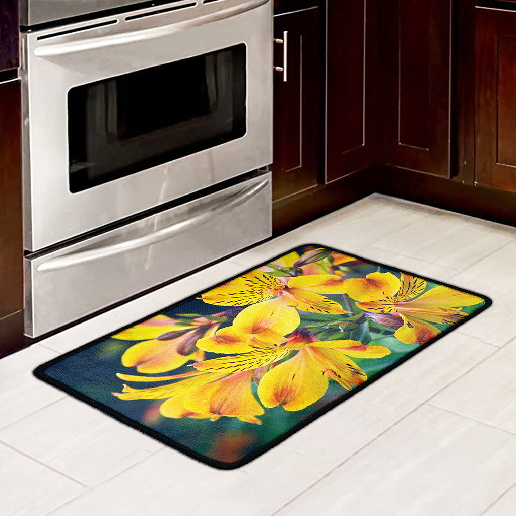 Yellow Alstroemeria Print Kitchen Mat