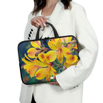 Yellow Alstroemeria Print Laptop Sleeve With Handle