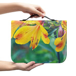 Yellow Alstroemeria Print Leather Bible Cover