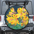 Yellow Alstroemeria Print Leather Spare Tire Cover