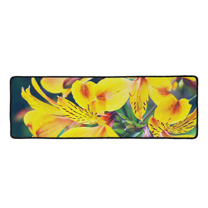 Yellow Alstroemeria Print Long Kitchen Mat
