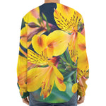 Yellow Alstroemeria Print Long Sleeve Baseball Jersey