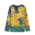 Yellow Alstroemeria Print Long Sleeve Short Coat