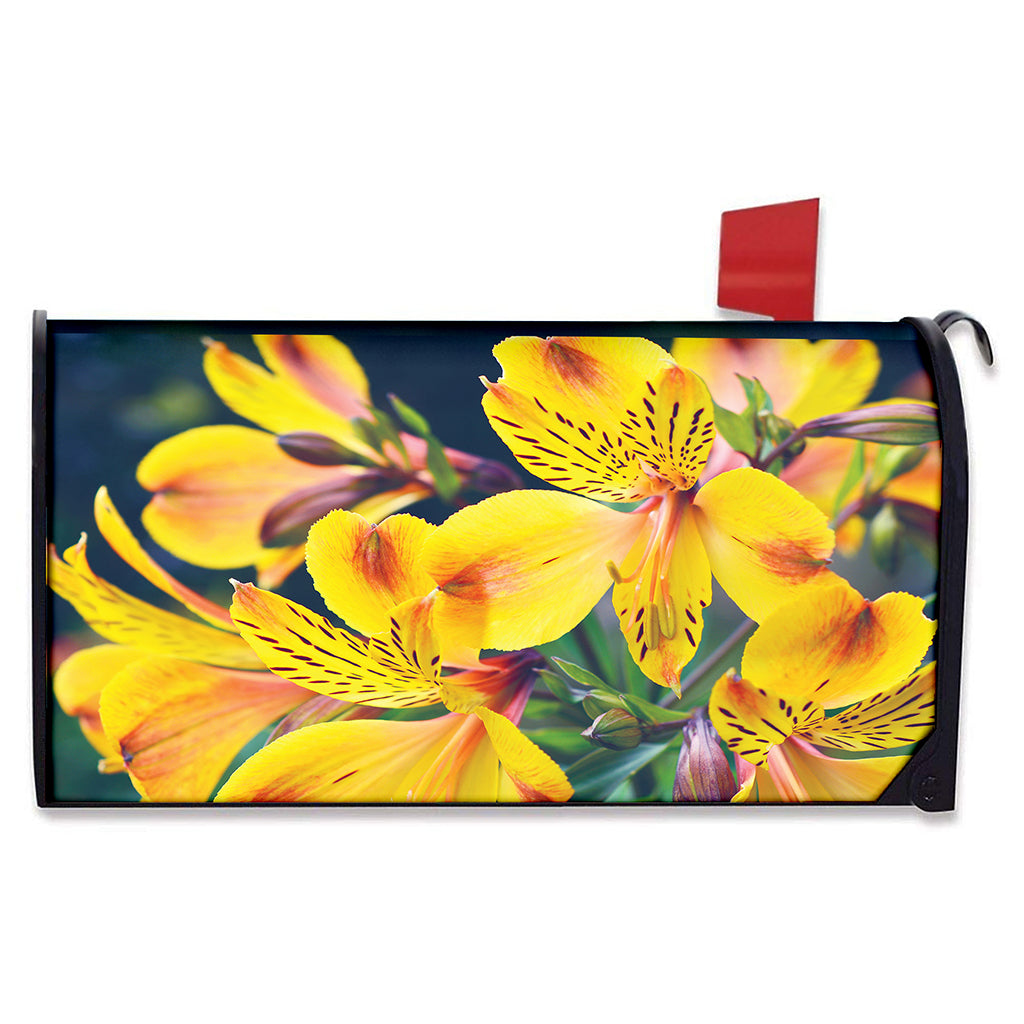 Yellow Alstroemeria Print Mailbox Cover