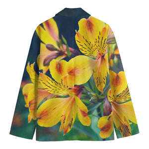 Yellow Alstroemeria Print Men's Blazer