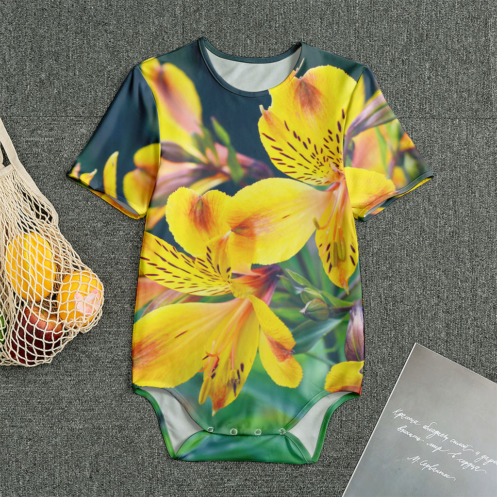 Yellow Alstroemeria Print Men's Bodysuit