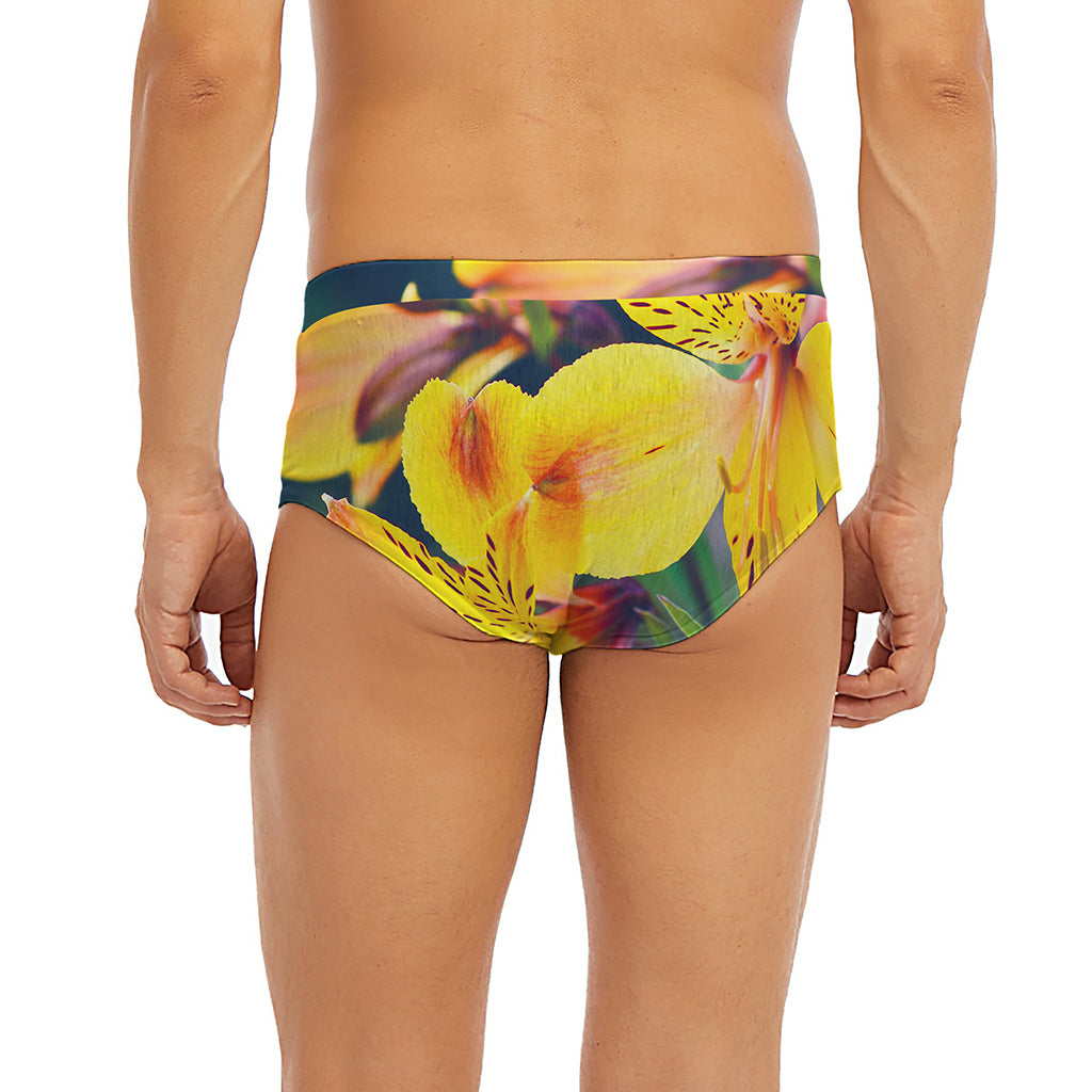 Yellow Alstroemeria Print Men's Briefs