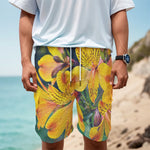 Yellow Alstroemeria Print Men's Cargo Shorts