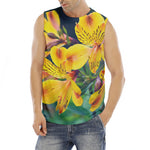 Yellow Alstroemeria Print Men's Fitness Tank Top