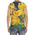 Yellow Alstroemeria Print Men's Fitness Tank Top