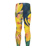 Yellow Alstroemeria Print Men's leggings
