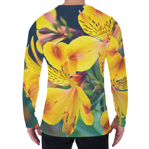 Yellow Alstroemeria Print Men's Long Sleeve T-Shirt