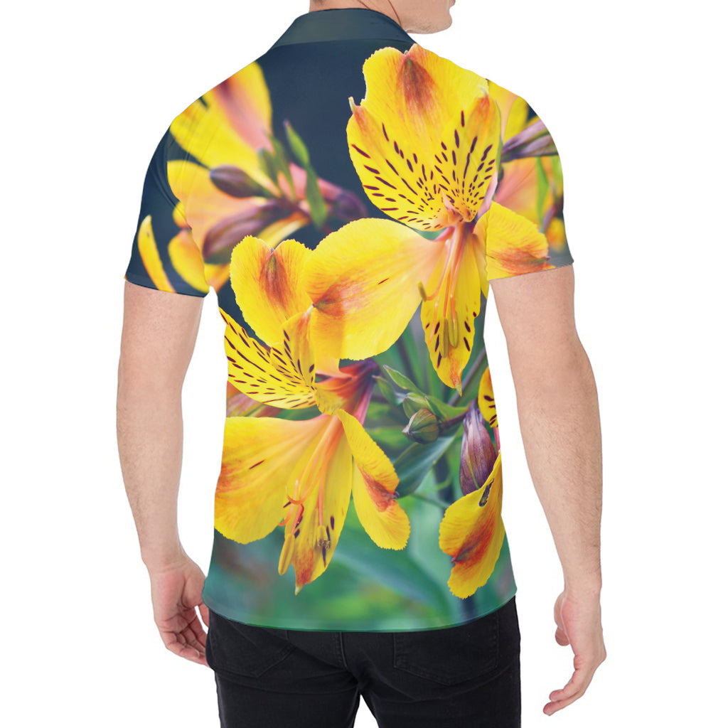 Yellow Alstroemeria Print Men's Shirt