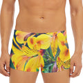 Yellow Alstroemeria Print Men's Short Boxer Briefs