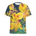 Yellow Alstroemeria Print Men's Athletic T-Shirt
