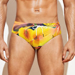 Yellow Alstroemeria Print Men's Swim Briefs