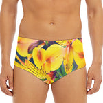 Yellow Alstroemeria Print Men's Triangle Swim Briefs
