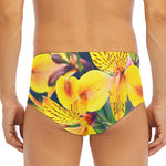Yellow Alstroemeria Print Men's Triangle Swim Briefs