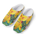 Yellow Alstroemeria Print Mesh Casual Shoes