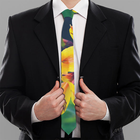 Yellow Alstroemeria Print Necktie