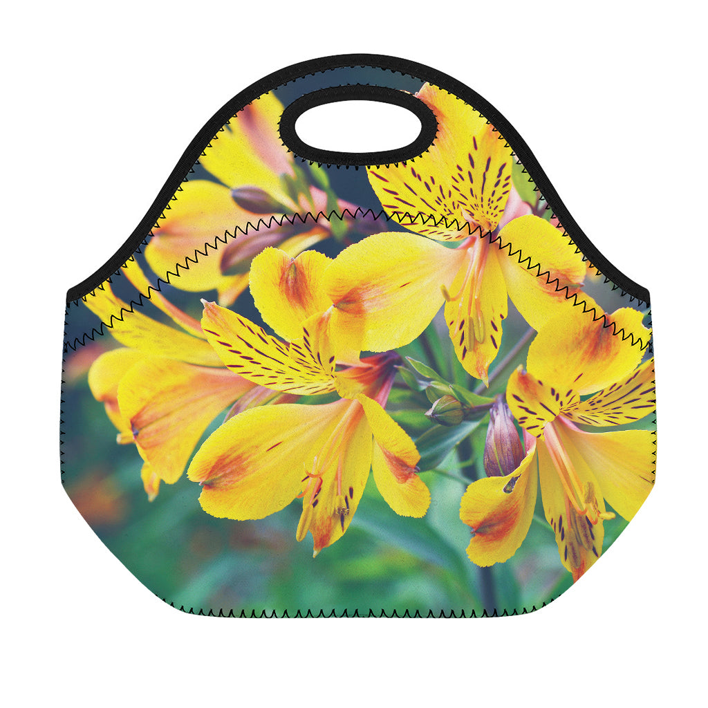 Yellow Alstroemeria Print Neoprene Lunch Bag