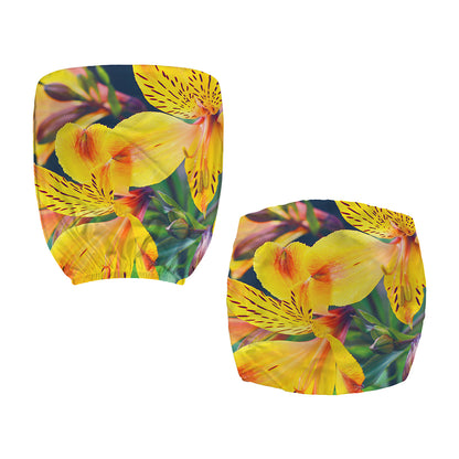 Yellow Alstroemeria Print Office Chair Cover