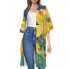 Yellow Alstroemeria Print Open Front Beach Cover Up