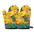 Yellow Alstroemeria Print Oven Mitts