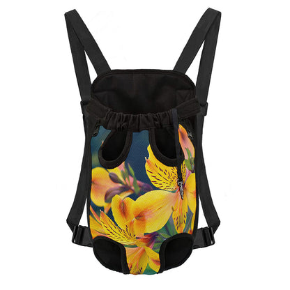 Yellow Alstroemeria Print Pet Carrier Backpack