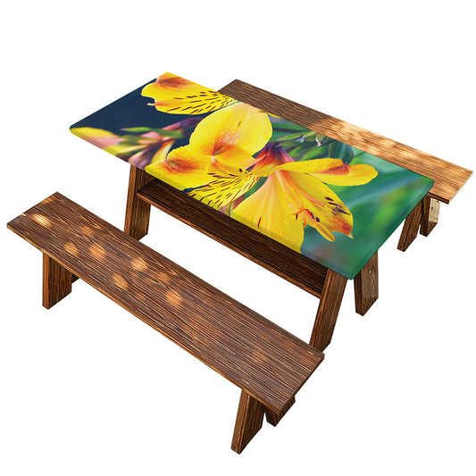 Yellow Alstroemeria Print Picnic Table Cover
