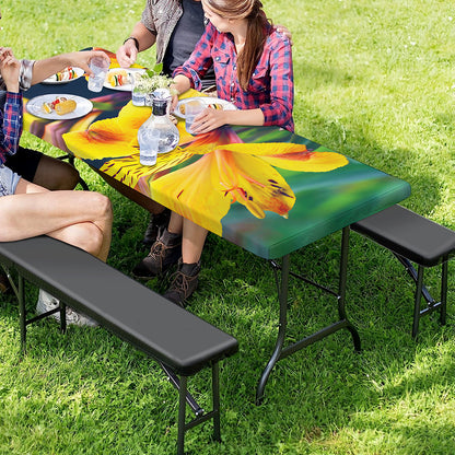 Yellow Alstroemeria Print Picnic Table Cover