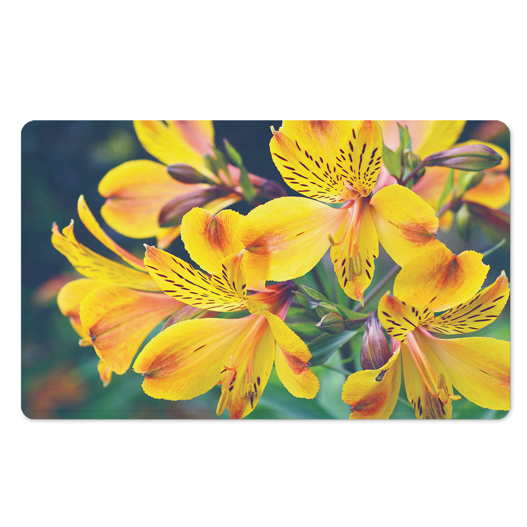 Yellow Alstroemeria Print Polyester Doormat