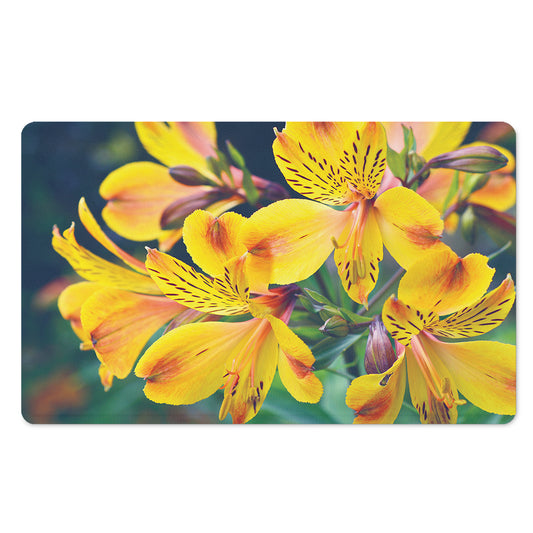 Yellow Alstroemeria Print Polyester Doormat