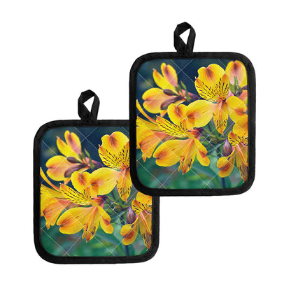 Yellow Alstroemeria Print Pot Holders
