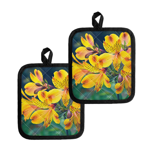 Yellow Alstroemeria Print Pot Holders