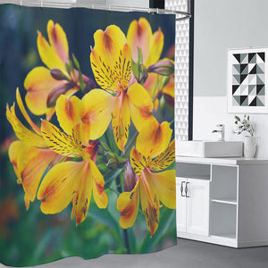 Yellow Alstroemeria Print Premium Shower Curtain