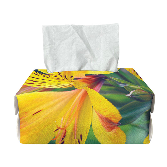 Yellow Alstroemeria Print Rectangle Tissue Box Cover
