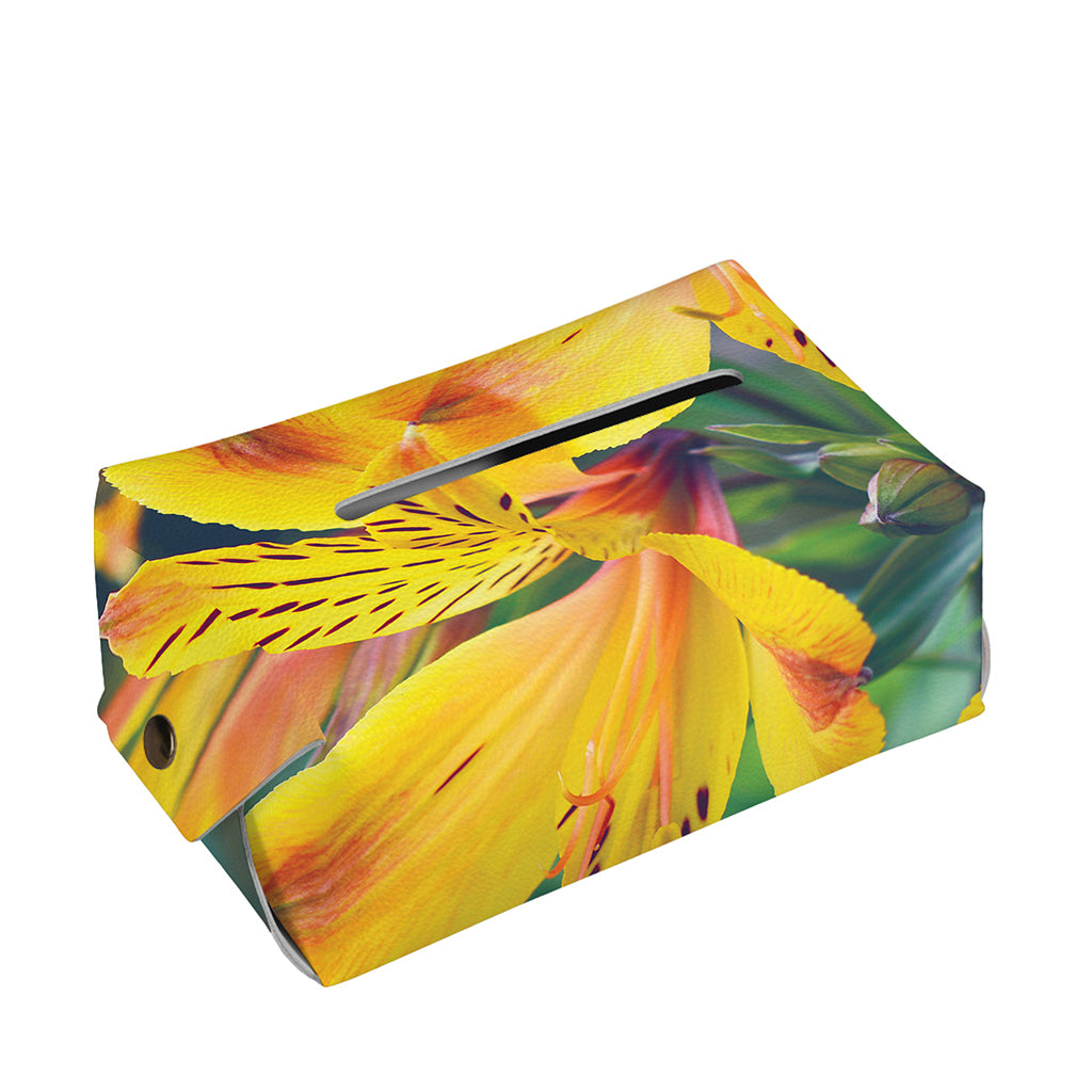 Yellow Alstroemeria Print Rectangle Tissue Box Cover