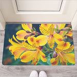 Yellow Alstroemeria Print Rubber Doormat