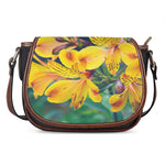 Yellow Alstroemeria Print Saddle Bag