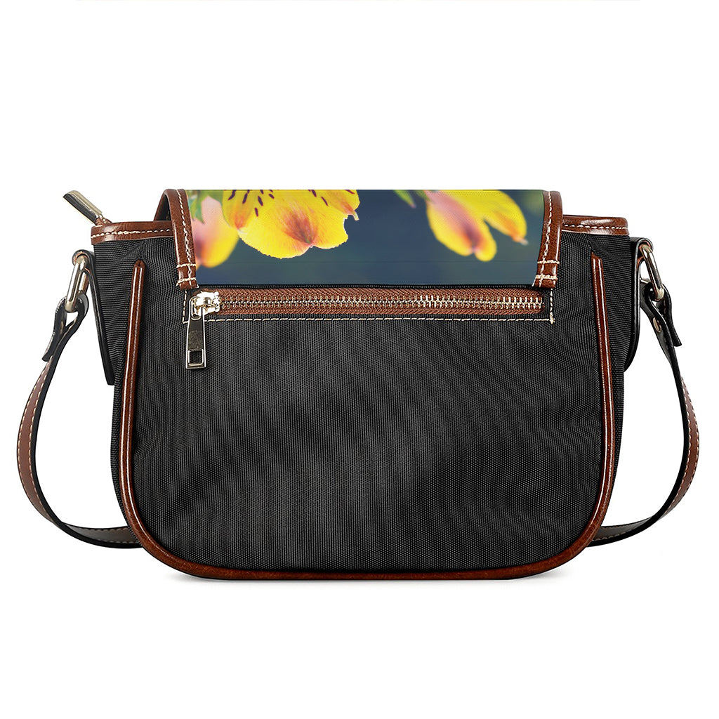 Yellow Alstroemeria Print Saddle Bag