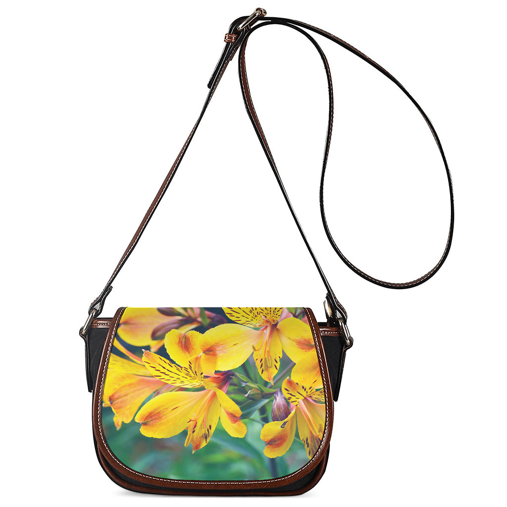 Yellow Alstroemeria Print Saddle Bag