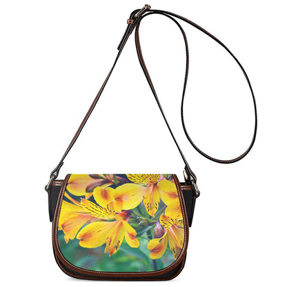 Yellow Alstroemeria Print Saddle Bag