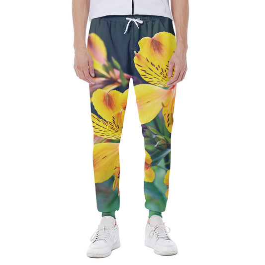 Yellow Alstroemeria Print Scuba Joggers