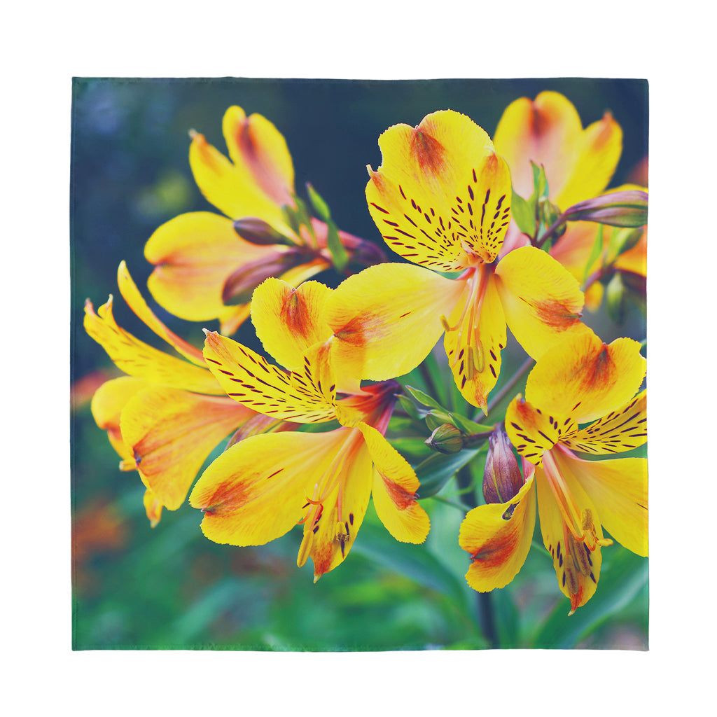 Yellow Alstroemeria Print Silk Bandana