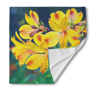 Yellow Alstroemeria Print Silk Bandana